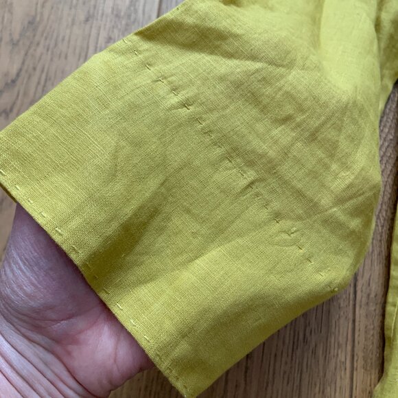 Women's Anne Klein V-Neck Linen 3/4 Sleeve Tunic Top Mustard Sequin Size S - Picture 4 of 7